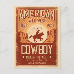 Carte Postale Amérique Cowboy Wild West