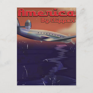 Carte Postale Amérique par Clipper affiche de voyage vintage