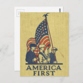 Carte Postale Amérique, premiers patriotes Drapeau américain, te (Devant / Derrière)