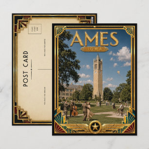 Carte Postale Âmes Iowa Art Déco Vintage Âge d'Or