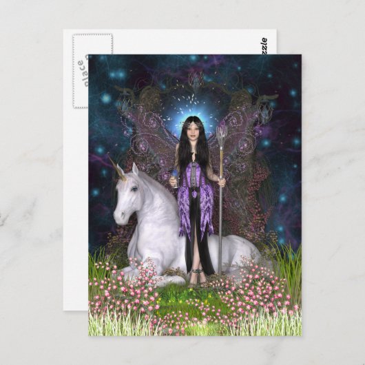 Carte postale Amethyst Fairy and Unicorn (Devant / Derrière)