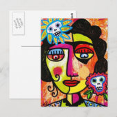Carte Postale Amethyst Sugar Crâne Mexicaine Femme (Devant / Derrière)