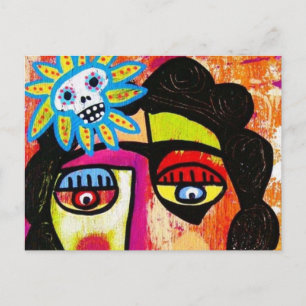 Carte Postale Amethyst Sugar Crâne Mexicaine Femme
