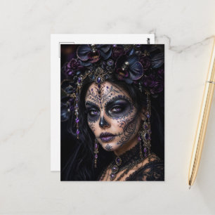 Carte Postale Améthyste Orchidée Calavera – Crâne de Sucre Gothi