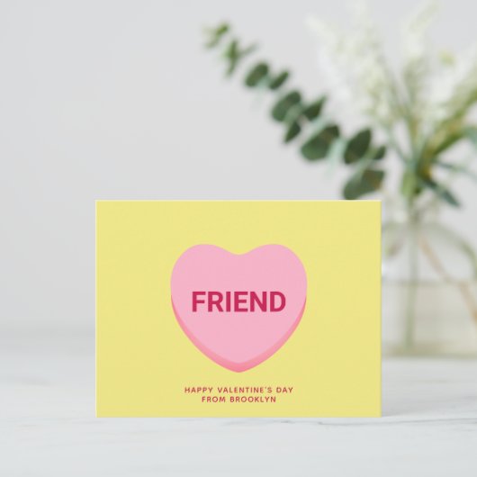 Carte Postale Ami conversation jaune coeur Saint Valentin (Debout devant)