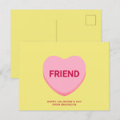 Carte Postale Ami conversation jaune coeur Saint Valentin (Devant / Derrière)