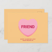 Carte Postale Ami conversation orange coeur Saint Valentin (Devant / Derrière)