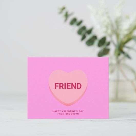 Carte Postale Ami conversation rose coeur Saint Valentin (Debout devant)