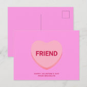 Carte Postale Ami conversation rose coeur Saint Valentin (Devant / Derrière)
