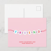 Carte Postale Ami mignon bracelet d'amitié rose Valentine (Devant / Derrière)