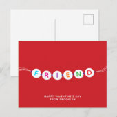 Carte Postale Ami mignon bracelet d'amitié rouge Valentines Day (Devant / Derrière)