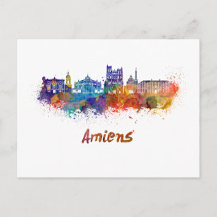 Carte Postale Amiens skyline en aquarelle