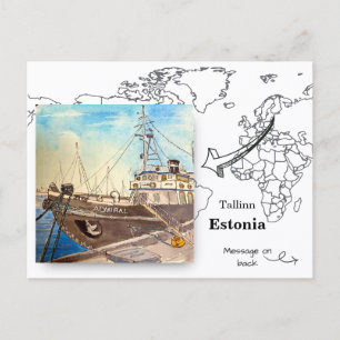 Carte Postale Amiral Bateau à vapeur, Tallinn, Estonie