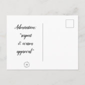 Carte postale - Amiration : "respect et approbatio (Dos)