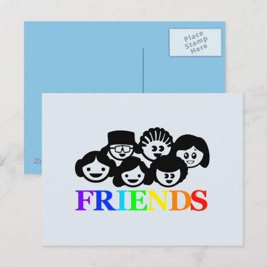 Carte postale "Amis" (Devant / Derrière)