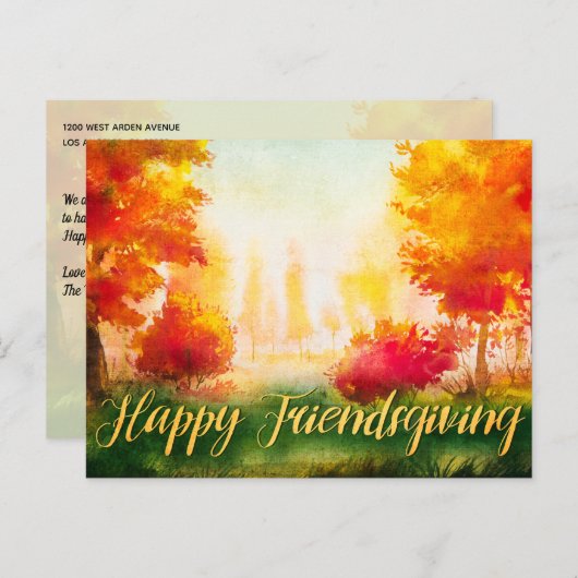 Carte Postale Amis de l'action d'amitié Salutation automne autom (Devant / Derrière)