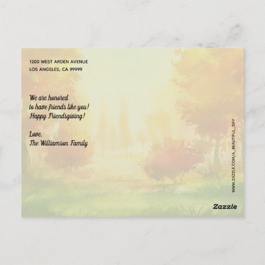 Carte Postale Amis de l'action d'amitié Salutation automne autom (Dos)