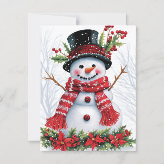 Carte Postale Amis des forêts d'hiver | Festif Snowman