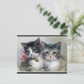 Carte Postale Amis, deux chatons mignons, (Debout devant)