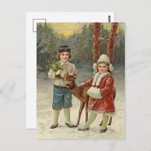 Carte Postale Amis d'hiver | Noël vintage (Devant / Derrière)