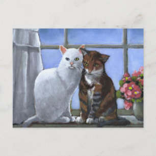 CARTE POSTALE AMIS DU CHAT : ART PASTEL