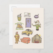 Carte Postale AMIS™ | Graphique d'icônes de dessin (Devant / Derrière)