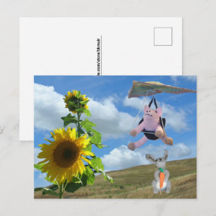Carte postale - Amis heureux sur une colline
