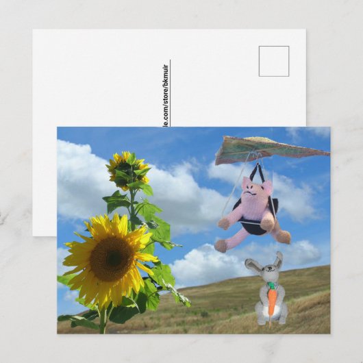 Carte postale - Amis heureux sur une colline (Devant / Derrière)