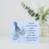 Carte Postale Amis Octopus sur votre visage Fun Friendship Citat (Debout devant)