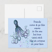Carte Postale Amis Octopus sur votre visage Fun Friendship Citat (Devant / Derrière)