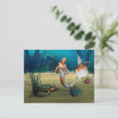 Carte Postale Amis Sirène et Tortue (Debout devant)