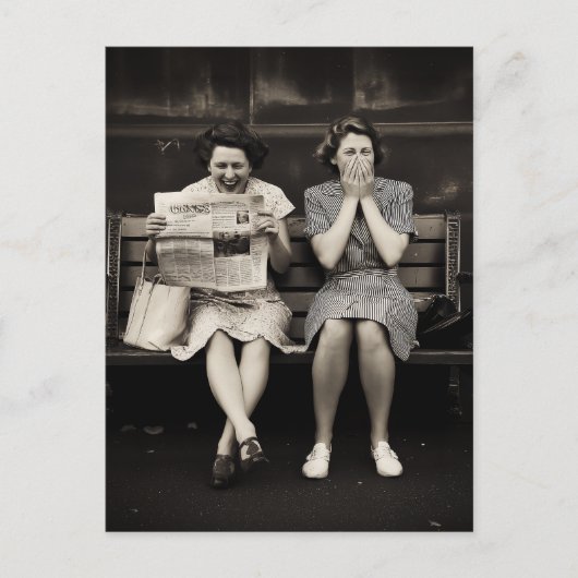 Carte Postale Amis vintage riant ensemble (Devant)