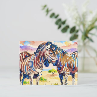 Carte Postale amis zèbres dans la savane