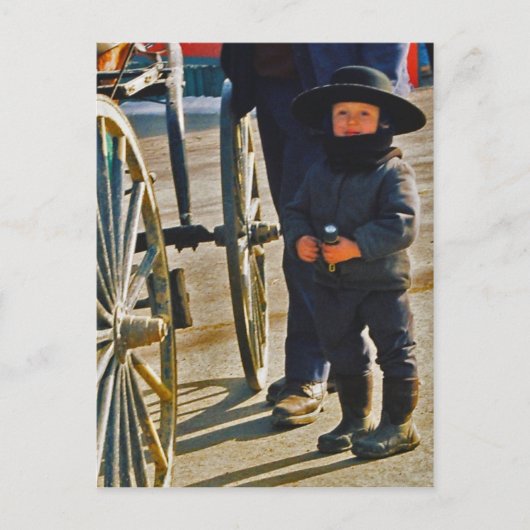 Carte postale Amish Boy/Wagon Wheel (Devant)