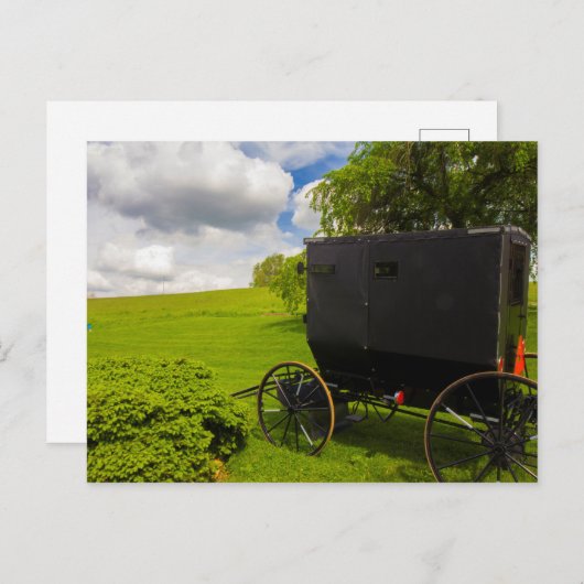 Carte Postale Amish Buggy à Hillside Farm (Devant / Derrière)