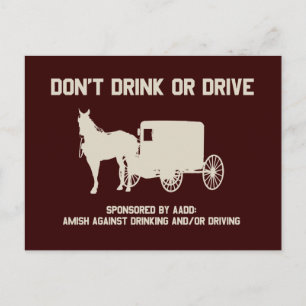Carte Postale Amish - ne pas boire ou conduire
