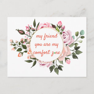 Carte Postale Amitié élégante typographie décorée florale