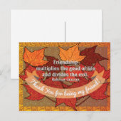Carte Postale Amitié Merci Automne Thanksgiving citation (Devant / Derrière)