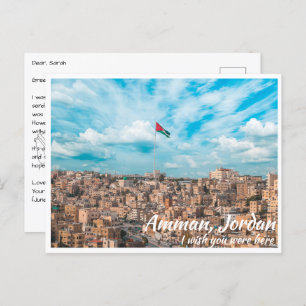 Carte Postale Amman Jordan avec drapeau jordanien
