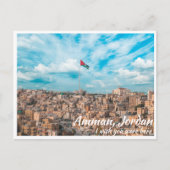 Carte Postale Amman Jordan avec drapeau jordanien (Devant)