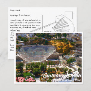 Carte Postale Amman Jordan avec théâtre romain près