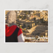 Carte Postale Amman Jordan avec une femme à la vue du théâtre ro (Devant)