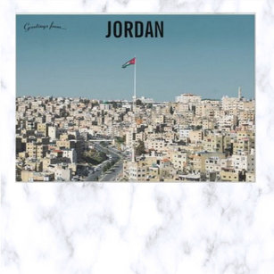 Carte Postale Amman Jordanie avec un drapeau