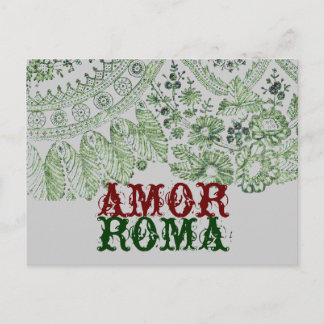 Carte Postale Amor Roma avec dentelle verte