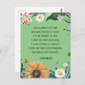 Carte Postale Amour, 1 Corinthiens 13:4, (Devant / Derrière)