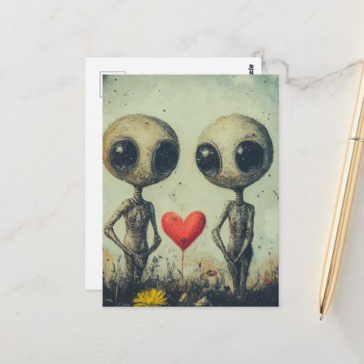 Carte Postale Amour Alien (Devant/Arrière en situation)