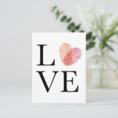Carte Postale Amour avec coeur rouge empreinte digitale (Debout devant)