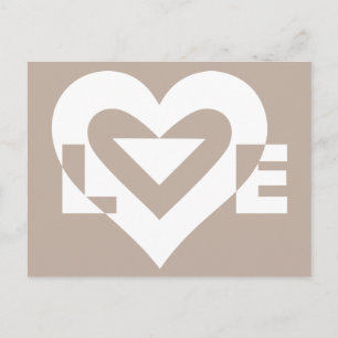 Carte Postale Amour blanc sur gris