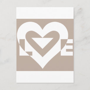 Carte Postale Amour blanc sur gris