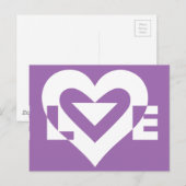 Carte Postale Amour blanc sur violet (Devant / Derrière)